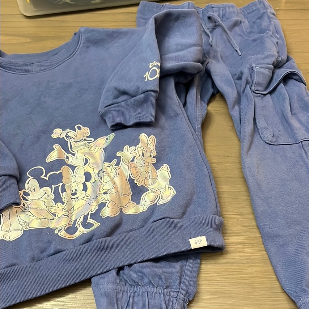 GAP/Disney 100 Blue sweatshirt & Sweatpants with Elastic Cuffs. Size 5